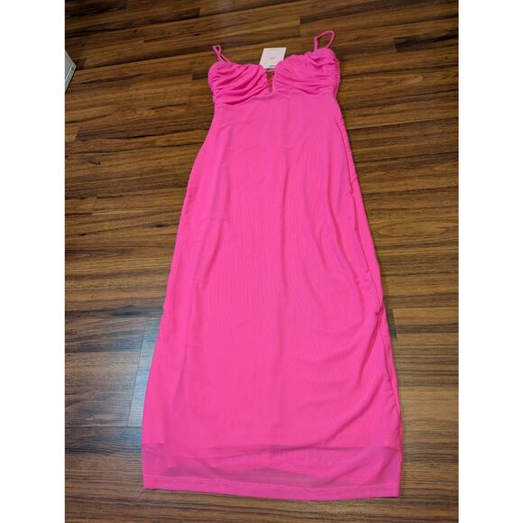Hello Molly " For The Plot" Strapless Hot Pink Midi Dress Size 6 - Picture 5 of 8